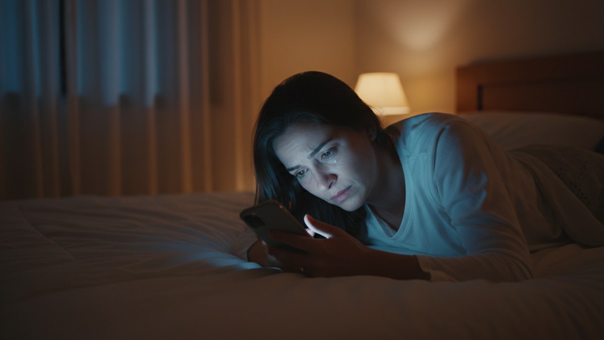 Mulher olhando o celular sem entender o comportamento dele